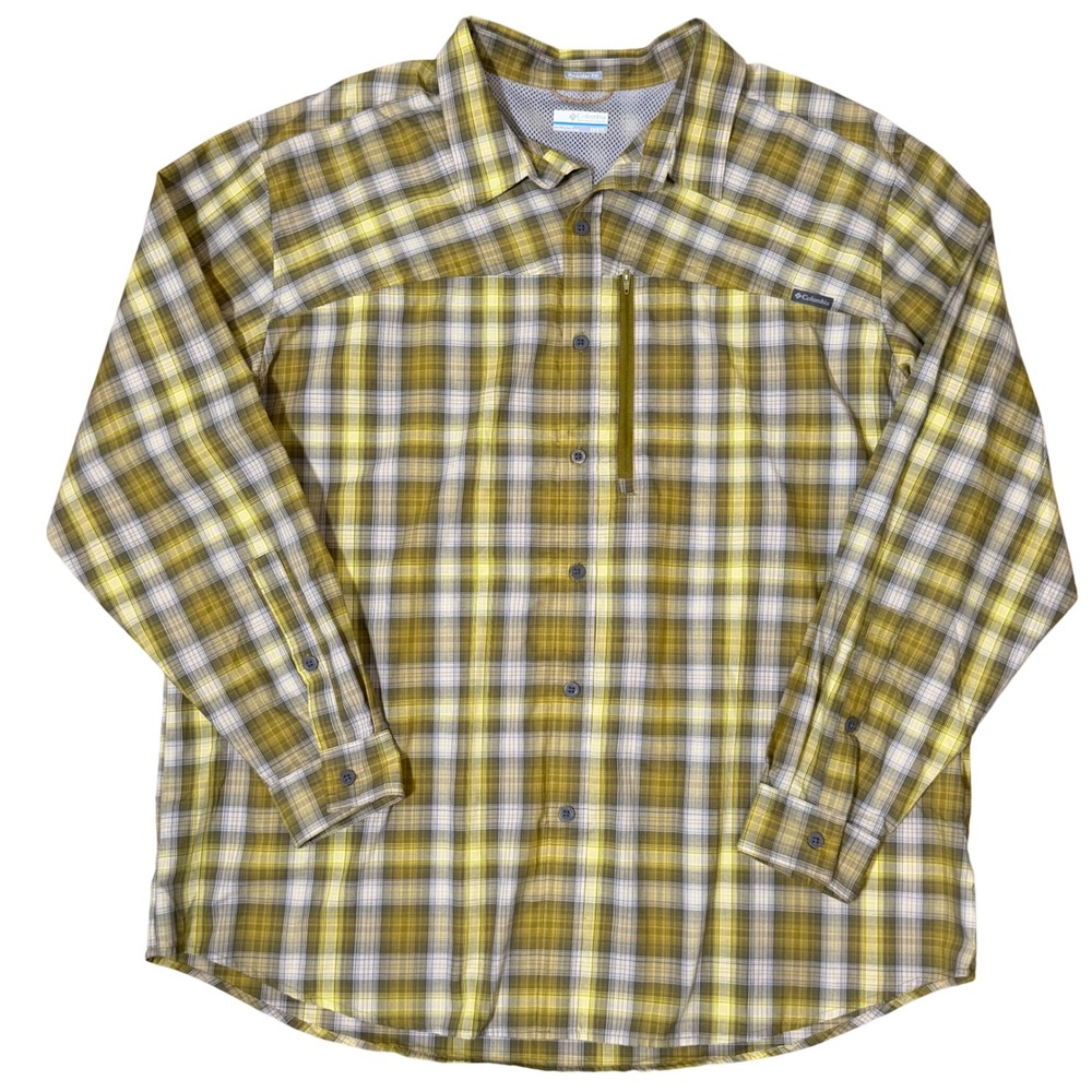 Columbia Plaid Vented Hiking Fishing Outdoors Shirt (2XL) Mens Light Long Sleeve